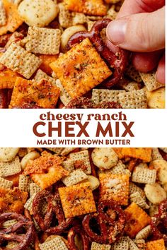 cheesy ranch chex mix made with brown butter