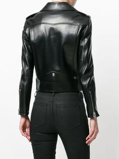 Shop Saint Laurent zip-up leather biker jacket with Express Delivery - FARFETCH Saint Laurent Jacket, Cropped Biker Jacket, Style Chart, Leather Outerwear, Leather Cap, Leather Biker Jacket, Formal Looks, Leather Jackets Women, Jacket Sale