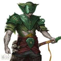 an image of a man dressed in armor holding a bow and wearing a green mask