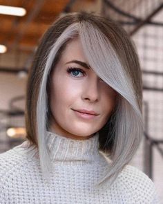 White Hair Highlights, Burning The Midnight Oil, Bob Hair Color, Grey Hair Transformation, Midnight Oil, Diy Hair Color, Money Piece, Hair Growing, Grey Hair Color