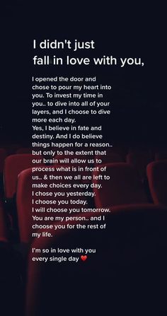 the poem i didn't just fall in love with you, written on an empty theater seat