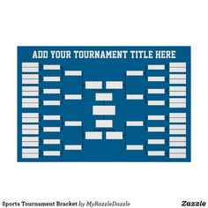 a blue and white tournament table with the words'add your tournament title here '