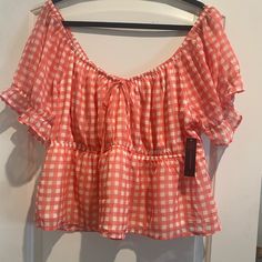 No Boundaries Gingham Off The Sleeve Top . Nwt Red Gingham, Off The Shoulder Top, No Boundaries, Brandy Melville, Boundaries, Off Shoulder Blouse, Brandy, Gingham, Shoulder Top