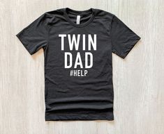 Twin Dad Shirt >> Black Heather - Cotton and Polyester Blend >>Fits exceptionally true to size **Distressed/Vintage print >> Our designs are printed directly into the garment for a soft, vintage feel that will last a lifetime. >> Most items ship between 2-5 business days. Love this tee? Check out our entire Men's collection! https://www.etsy.com/shop/CrazyGrateful?ref=simple-shop-header-name&listing_id=949421073§ion_id=32321067 Click here to check out our entire shop! https://www.etsy.com/shop/C Casual Fitted Tops For Father's Day, Fitted Casual Tops For Father's Day, Papa Shirts, Papa Shirt, Funny Gifts For Dad, Funny Dad Shirts, Dad Bod, Gifts For New Dads, Custom Tees