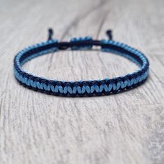 Adjustable size handmade macrame bracelet made from high-quality Chinese nylon cord. Designed in a simple way using the square knot, all knots are knotted carefully, focusing on quality.  Blue shades friendship bracelet is perfect for every day and as a gift for your best friends.  - - - - - - - - - - Fully adjustable. - Materials: Nylon cord - Color: Light blue and Prussian blue - Suitable for both men and women. - - - - - - - - - Sizes: S - Fully Closed - 5.9"inches (15cm) / Full Opened - 9.8" Light Blue Friendship Bracelet, Square Knot, Friend Bracelets, Macrame Bracelets, Colorful Bracelets, Braided Bracelets, Handmade Bracelets, Bracelet Making, Friendship Bracelets