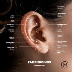 an ear piercings diagram is shown in this image