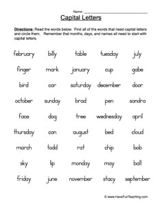 capital letters worksheet for kids to practice their handwriting and writing skills, including the capital