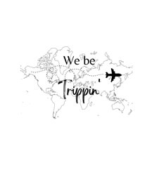 a black and white map with the words we be trippin written in cursive writing