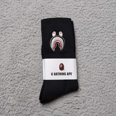 A Bathing Ape Crew Socks Embroidered Shark Head Mens Womens Unisex Size: One Size Fits All Color: Black Gray Brand New In Packaging. Fast Shipping! 1 Day Shipping And Handling. Bape Black, Shark Head, Bathing Ape, A Bathing Ape, Casual Socks, Horror Movie, 1 Day, Crew Socks, One Size Fits All