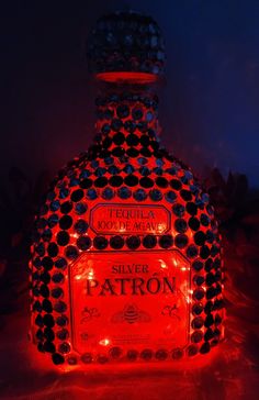 a bottle that has some lights on it