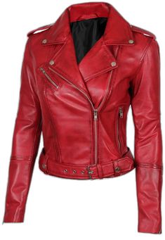 Womens leather biker jacket Red Fitted Leather Biker Jacket, Fitted Red Biker Jacket, Red Leather Jacket Outfit, Asymmetrical Leather Jacket, Motorcycle Leather Jacket, Motorcycle Leather, Edgy Style, Motorcycle Style, Fancy Dresses Party