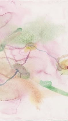 an abstract painting with watercolors and pastel paint on paper, including flowers