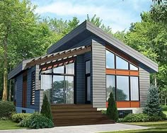 A Small House, Cottage Plan, Contemporary Style Homes, Contemporary House Plans, Modern House Plan, Cabin Plans, Modern Cabin, Cottage House Plans, Cottage Design