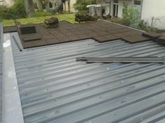 a metal roof that has been gutted