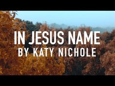 the words in jesus name by kayy nichole are surrounded by trees and fog