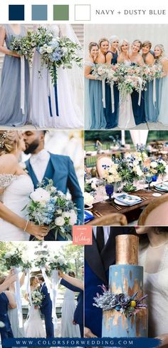 the wedding color scheme is blue and white