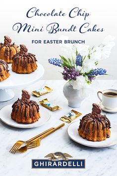 chocolate chip mini - bundt cakes for easter brunch by girardi