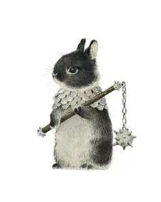 a drawing of a rabbit holding a baseball bat