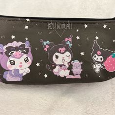 Kuromi Pencil Case Or Make Up Case Very Cute Can Be Used For Anything You Want To Carry Colors, Black, White Pink, Purple With Strawberry Zipper Closure New No Tags Never Used Black Pencil Case With Pen Slots For Gift, Gift Black Pencil Case With Pen Slots, Black Pencil Case With Pen Slots As Gift, Cute Purple Pencil Case As A Gift, Cute Purple Pencil Case Perfect As A Gift, Cute Purple Pencil Case For Gift, Kuromi Pencil Case, Kuromi Pencil, Make Up Case