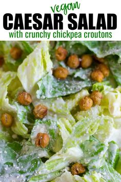 lettuce salad with crunchy chickpea croutons on top