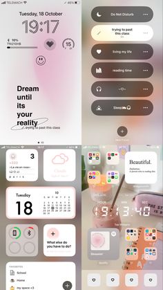 an iphone screen with the text dream until your reality written on it and icons in different colors