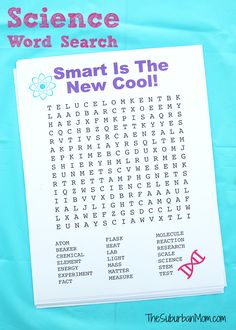 the science word search for smart is the new cool on top of a blue background