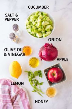 Clean Eating Basics, Mexican Chicken Salads, Apple Salad Recipes, Cucumber Salad Recipe, Simple Vinaigrette, Cucumber Juice, Persian Cucumber, Food Substitutions, Cucumber Recipes Salad