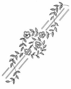 a line drawing of flowers and leaves on the side of a headband with needles