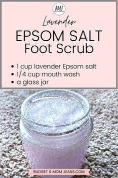 Foot Scrub Recipe, Homemade Foot Scrub, Lavender Epsom Salt, Salt Scrub Diy, Mouth Wash