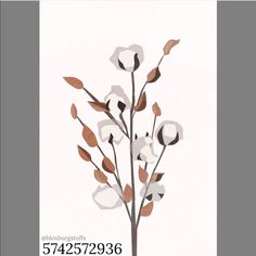 a white flower with brown leaves is shown in this poster printable image for wall hangings