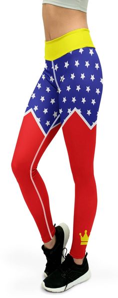 The Gearbunch Victorious Yoga Pants are a bright red, blue, yellow and white design, colors that will leave you feeling motivated, and with a superwoman vibe! The body-flattering fit that will make you feel super comfortable even during the most intense workouts. They come with a high waistband and are made from soft microfiber yarn. Patriotic Red Bottoms With Flag Print, Red Fitted Patriotic Bottoms, Red Compression Casual Pants, Red High Waist Sports Pants, Yoga Pants Diy, Fall Yoga, Leggings Outfit Casual, Pants Outfit Fall, Buckle Outfits