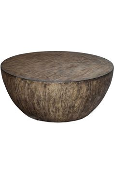 a large wooden bowl on a white background