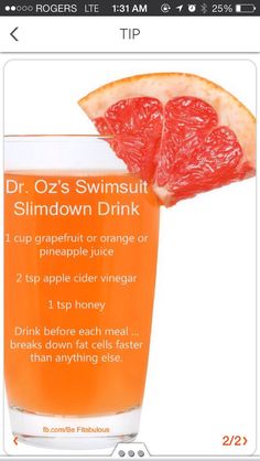 Dr. Oz's Swimsuit Slimdown Drink Slim Down Drink, Think Food, Arbonne, How To Slim Down, Diet Tips, Fitness Diet, Healthy Tips, Healthy Drinks