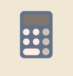 a blue calculator on a beige background