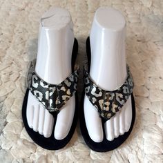 Spencc Black/Silver Sandals, Size Eu 36/Us 7, Slip-On, Flip Flop, Newport Thong, Leopard Cheetah Print, Flat, Casual Shoes, Nwot Black Synthetic Slip-on Flip Flops, Multicolor Synthetic Slip-on Flip Flops, Silver Sandals, Cheetah Print, Flip Flop, Newport, Women's Shoes Sandals, Black Silver, Flip Flops