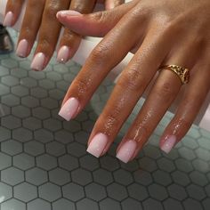 Sns Overlay Nails, Short Wedding Nails Black Women, Anc French Nails, Acrylics Black Women, Simple Elegant Acrylic Nails, Shorter Square Nails, Nails On Tanned Skin, Short Straight Nails, Simple Acrylic Nails Designs