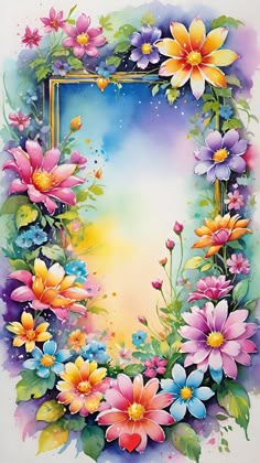 an artistic painting with flowers on it