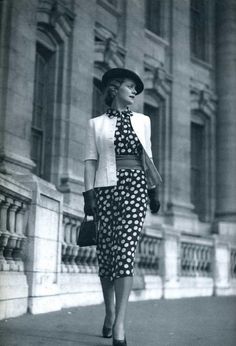 Polka Dot Dresses: 20s, 30s, 40s, 50s, 60s 1930s Outfits, 1930 Fashion, Dots Fashion, Glamour Vintage, Polka Dots Fashion, 30s Fashion, Retro Baby, Vintage Versace, 40s Fashion