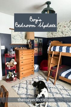 Blue Boys Room Ideas, Navy Boys Room, Navy Blue Boys Bedroom, Bedroom Ideas Navy Blue, Bedroom Ideas Navy, Retro Boys Room, Navy Blue Bedroom Walls