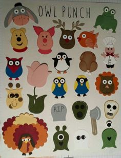 the owl punch stickers are all different shapes and sizes