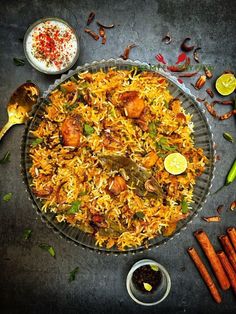 Biryani Aloo Biryani, Spiced Potatoes, Dum Aloo, Vegetarian Platter, Pudding Flavors, Dum Biryani, Tamarind Chutney, Foodie Art, Rice Dish