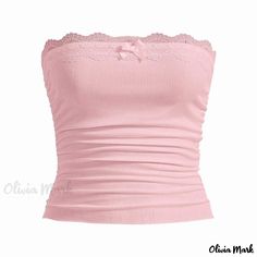 Olivia Mark - Strapless Pleated Crop Top Blouse Balletcore Fashion, Aesthetic Balletcore, Mini Crop Top, Balletcore Aesthetic, Pleated Crop Top, Outfit Coquette, Fashion Coquette, Backless Shirt, Coquette Outfit