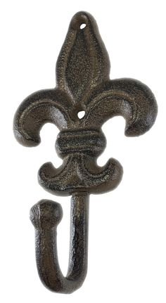 a metal hook with a fleur de lis on it