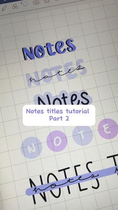 the notes app on an iphone is shown in blue and purple letters, which appear to be handwritten