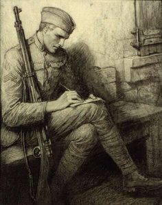 Writing A Letter, Classic Art Prints, A Soldier, Charcoal Drawing, Library Of Congress, Letter Writing, Vintage Store, A Letter, Vintage Poster