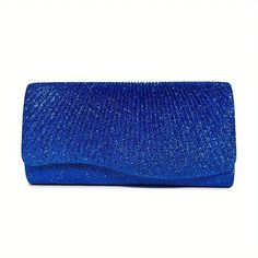 Women's Glitter Fabric Clutch Bag. Elegant Royal Blue Glitter Ruched Wavy Flap and Snap Closure Clutch. Detachable Shoulder Chain Included. Matching Satiny Interior. Fabric Clutch, Black Keychain, Glitter Clutch, Go Pink, Bag Elegant, Head Chain, Hat And Scarf Sets, Wrist Wear, Trendy Handbags