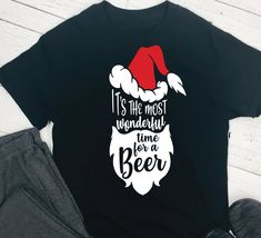 It's The Most Wonderful Time For a Beer SVG DXF Cut File | Etsy T Shirt Press, Cricut Htv, December Gift, Beer Svg, Christmas Jammies, Party Sweaters, Ugly Sweater Party, Santa Shirts, Funny Christmas Shirts