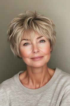 24 Thicker-Looking Hairstyle Ideas for Older Women with Fine Hair in 2 – CreativeBooster Feminine Short Hair, Hairstyles For Seniors, Textured Pixie, Pixie Haircut Ideas, Stacked Haircuts, Hairstyles For Older Women, Easy Hair Cuts, Blonde Tones