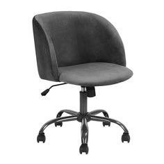 a blue office chair with casteors and wheels on an isolated white background, viewed from the front