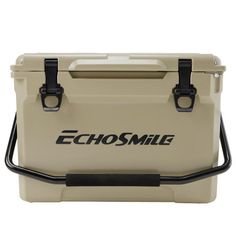 the echosmicg cooler has two handles and is beige with black trims